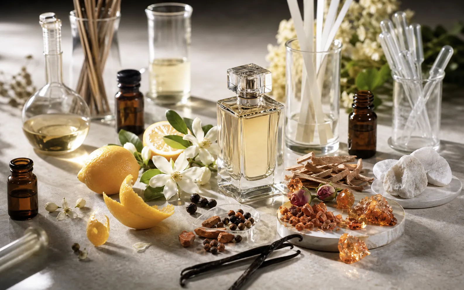 Aromatic materials combined into perfume accords